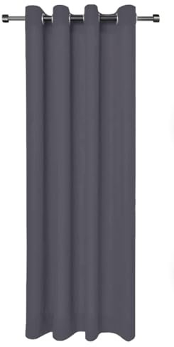 Rollmayer Vorhänge Schal mit Ösen Kollektion Vivid (Grafit 33, 135x260 cm - BxH - 2 er Pack) Blickdicht Uni einfarbig Gardinen Schal für Schlafzimmer Schal