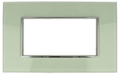 Placca in vetro verde biancastro compatibile con Bticino Axolute – 3/4/6 moduli – copripresa da incasso per cassette 503/504/506/507 (4 POSTI)