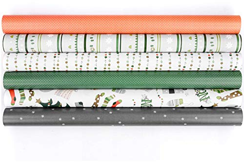 Papierdrachen 6 Bögen Weihnachts Geschenkpapier 70x50cm doppelseitig bedruckt - 6 verschiedene Designs hochwertig auf 100g/m² Papier - Motiv Citrus and mint