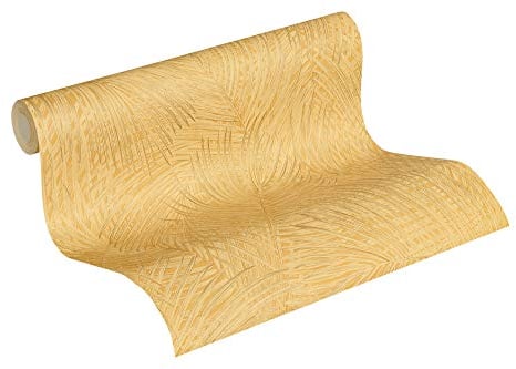 A.S. Création Vliestapete Sumatra Tapete mit Palmenblättern 10,05 m x 0,53 m gelb orange Made in Germany 373711 37371-1
