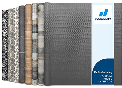 Floordirekt PVC Bodenbelag Vinylboden Linoleum Bodenbelag Meterware CV Boden Fairplay 100 x 100 cm Schwarze