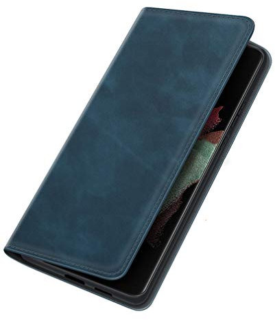 BRAND SET Custodia per Wiko Power U20 Cover Flip PU Copertina in Stile Retrò [Supporto Funzione][Slot Cart][Fibbia Magnetica Invisibile] Cover per Wiko Power U20 Cellulare-Blu