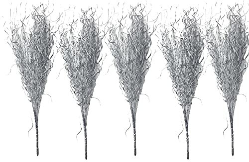 Mokyler Silberner glitzernder gelockter Zweig, glitzernder Vasenfüller für Hochzeitsstrauß für Brautstrauß, Party, Tischdekoration (5 Stück, 50 cm)
