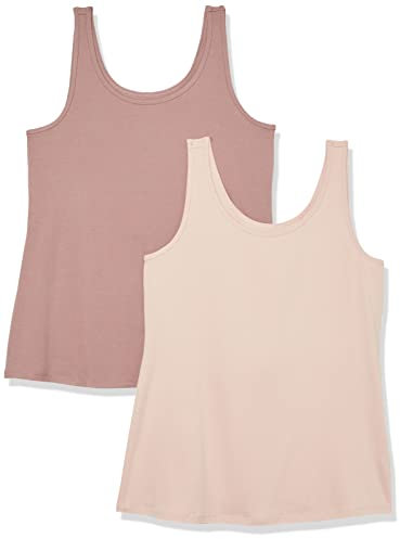 Amazon Essentials Damen Tanktop (erhältlich in Übergröße), 2er-Pack, Blush/Dark Taupe, 3X