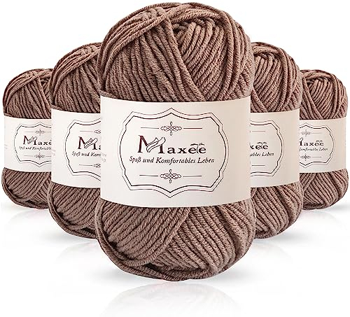 Maxee 250g(50gx5) Handstrickgarn Multicolor, Acryl Garn zum Stricken, Weicher Wolle zum Häkeln und Kunsthandwerk, Hand Knitting Garn zum Häkeln, Schals für Strickanfänger, Erfahrene Stricker