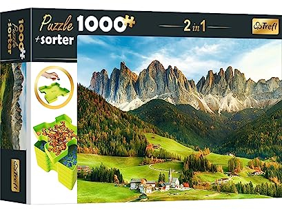 Trefl 10659 Puzzle 1000 Teile, Sorter 6 Schalen, Ordnen, Sortieren, Transportieren und Aufbewahren, Kreative Unterhaltung, Für Erwachsene und Kinder ab 12 Jahren Set 2in1, Schöne Dolomitenlandschaft