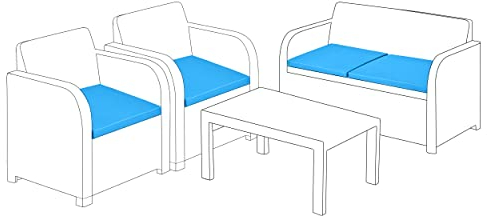 Gardenista Outdoor-Sitzkissen-Polster für Rattan-Möbel | Gartenmöbel Kissen für Carolina | wasserabweisend Patio Möbel Stuhl Polsterung | leicht und langlebig | 4 Stück (Turkis)