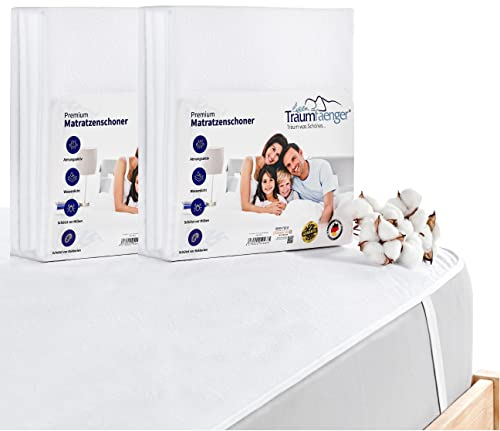 Matratzenschoner 140x200 cm (2 Stück), wasserdicht & atmungsaktiv aus Baumwolle (Oeko-TEX® Standard 100) bietet Matratzenschutz, Nässeschutz dient als Matratzenauflage, waschbar bei 60°