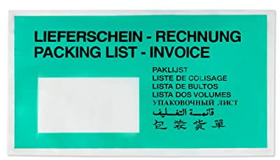 1000 Lieferscheintaschen DIN Lang grün umweltfreundliche Begleitpapiertaschen aus Papier 650001