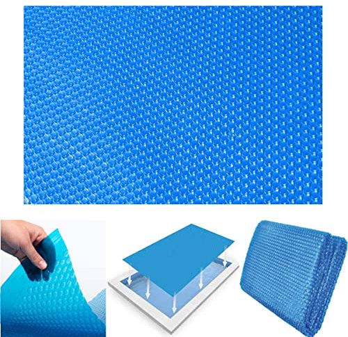 3x2m Couverture de Piscine Solaire Rectangulaire, Couverture de Protection de Retenue de Chaleur en Papier Bulle Bleu pour Piscines Hors-Sol et Spas