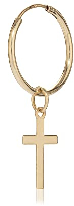 NKlaus Einzel 12mm Gothic Creolen mit Kreuz 333 Gelb Gold 8 Karat Kreuz Ohrringe 8268