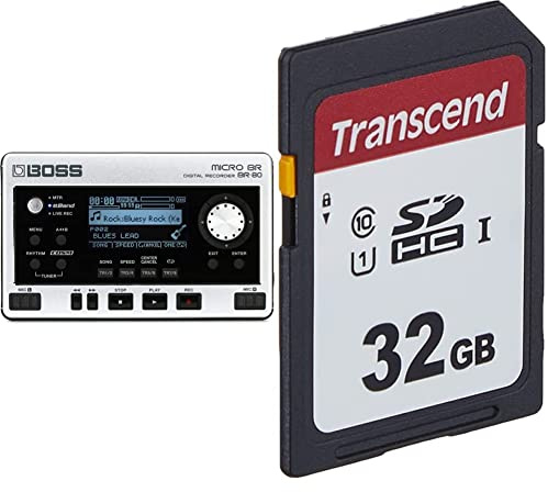 BOSS Field Recorder BR-80 mit SD -Karten (bis zu 32 GB) & Transcend Highspeed 32GB SDHC Speicherkarte Class 10, UHS-I U1 TS32GSDC300S-E (umweltfreundliche Verpackung)