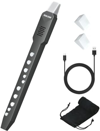 KONIX Electronic Wind Instrument, DC02 Pro Digital Wind Instrument with 10 Musical Tones, MIDI Bluetooth, Built-in Battery, EWI Instrument for Beginners, Black
