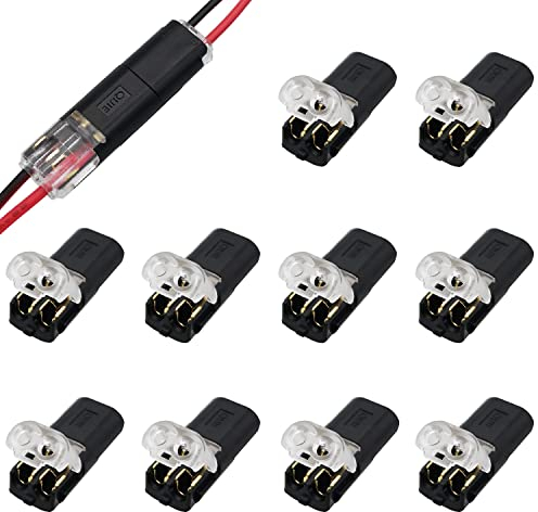 Connettori Bassa Tensione, CTRICALVER 10 pezzi 2 pin Connettore a Filo, non richiede spelafili, per cavo da 18/22 AWG (tipo I)