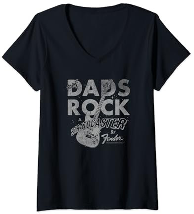 Fender Father's Day Cool Dads Rock A Stratocaster Poster Maglietta con Collo a V