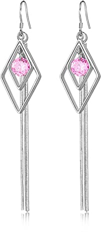 Hoisy Tropfen Ohrringe Set, Damen Ohrringe Modeschmuck Lange Quastenraute mit Rundem Cz Silber Runden Ohrring Ohrpiercing