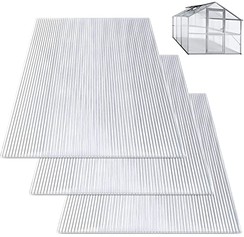 Yakimz Polycarbonat Hohlkammerstegplatten 4mm, Gewächshaus Platten 10,25 m² Doppelstegplatte 1210 x 605, UV-Geschützt Stegplatte Gewächshausplatte für Garten (14 Stück), Transparent