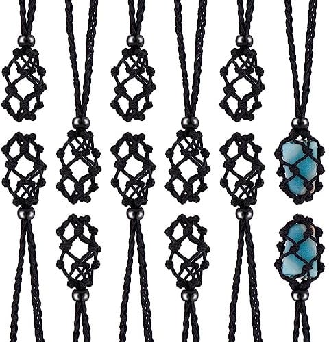 WEWAYSMILE 12 Pieces Crystal Necklace Holder, Necklace Cord Stone Holder, Cord Empty Stone Holder, for Pendant Necklace Jewelry Making, 30 inch(760mm)
