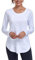 Deaviya Womens Long Sleeve Sports Tops UK, Sport Yoga T-Shirt Workout Running Tops, Crew Neck Quick Dry Golf Activewear Ladies Gym Sports Top, M,White