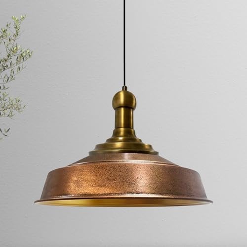 bamyum Asletl Long-Knob Hängelampe Industrial Vintage Ø41 cm, Küchenlampe Hängend Vintage, Pendelleuchte Esstisch Vintage, Hängelampe Esstisch, Wohnzimmerlampe Pendelleuchte Kupferfarbe, Küchenlampe
