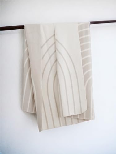 RIEMA® beige Baumwolldecke mit Regenbogen - weiche Kuscheldecke Oeko-TEX Zertifiziert - kuscheliges Plaid 150x200 cm für Erwachsene