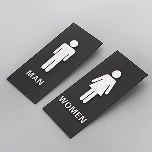 Panneau de toilettes, panneau de décoration de toilettes, panneau de toilettes en acrylique, panneau de décoration de porte de salle de bain, lot de 2 for hommes et femmes, plaque de porte de salle de