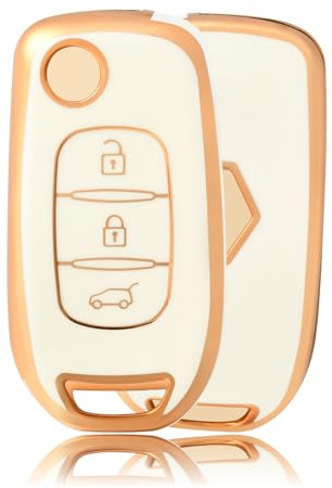OFFCURVE Etui a Cle Voiture Coque Clé, Étui à Clés Couvre Clef Cache Clef Convient pour Renault Sandero Stepway Logan Arkana Captur Kadjar Clio Megane Symbol Koleos Twingo Kangoo Dacia Duster