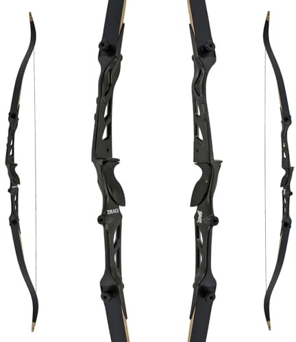 Drake Chroma - 68 Zoll - 20, 28, 34 lbs - Recurvebogen - auch inkl. Zubehör, Anfängerbogen, Tunierbogen, Bogenschießen (28 lbs, Schwarz)