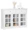 SoBuy Buffet Bas, Commode Armoire de Rangement, Placard de Cuisine, Meuble de Rangement pour Cuisine Salle à Manger Salon Entrée avec 3 Portes Vitrées, 2 Tiroirs, 119 x 40 x 90 cm, Blanc, FSB77-W