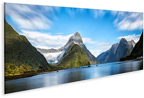 islandburner Prime Bild auf Leinwand Milford Sound Neuseeland Mitre Peak Fiordland National Park Bilder Wandbilder Poster