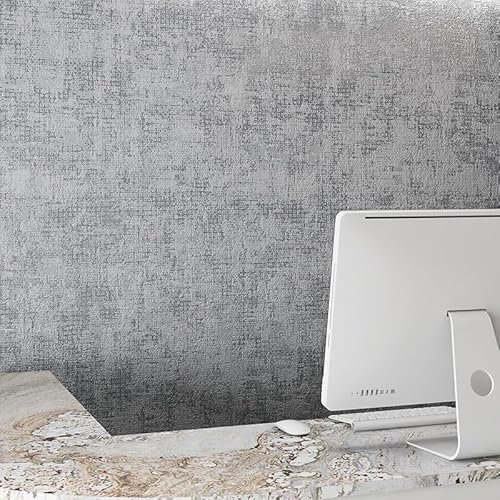 Snewvie Concrete Effect Wallpaper Decorative Luxury Wall Paper with Distressed Pattern, Industrial Textured Finish & Metallic Detailing Modern Wallpaper for Living Room, Bedroom, Fireplace,Hallway