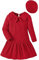 Rotes Für Mädchen Kleinkind Mädchen Einfarbig Herbst/Winter Puppe Kragen Langarm Rüschen Kleid T-Shirt Kleid Mit Hut Mädchen Weihnachten Outfit Kleidung Mädchen (Red, 11-12 Years)