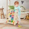 Joyz Lauflernwagen Holz, Natur, Multifunktionale Baby Walker Lauflernhilfe für Kinder ab 1 Jahr, Gehfrei, Montessori-Holzspielzeug mit 6 Aktivitäten, Gehhilfe mit Gummibereifung, Spiel- und Laufwagen