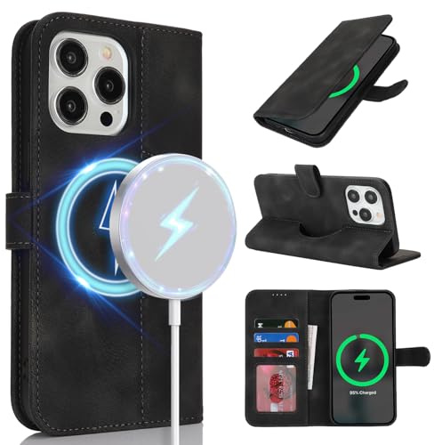 SailorTech Handyhülle für iPhone 12 Pro Max Hülle mit Kartenfach für Frauen, iPhone 12 Pro Max Klapphülle Handytasche Flip Brieftasche Schutzhülle mit Kartenfächern für Männer-Dunkelgrau