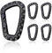 Plastic Carabiner Hook Set of 5 - Large D-Shape Carabiner Clips for Outdoor Activities, Molle Carabiners for Hiking, Camping, Fishing, and Home Use, Black, Spring-Loaded Clasp, Secure Attachment