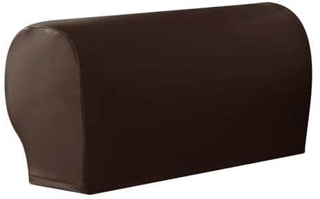 CZADMXP Elastische Sofa Armlehnenbezüge, Leder Couch Armkappen Armlehnenbezug, Verstellbar rutschfest Armlehnenschoner Für Stühle Sessel Sofa Couch (Braun,2er Set)