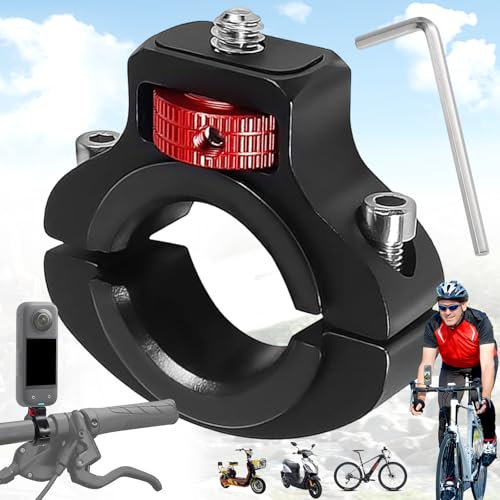 Mikqky Abrazadera para Cámara De Bicicleta, Soporte De Manillar 360 Grados, Aluminio, 1/4 Pulgada, con Llave Hexagonal