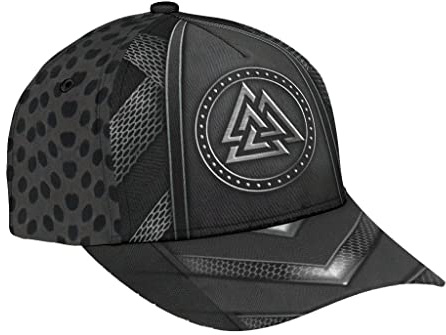 Damen Herren Baseball Cap Wikinger Muster Schwarz Snapback Kappe Baumwolle Basecap Mode Baseballmütze Für Sport Draussen Reisen