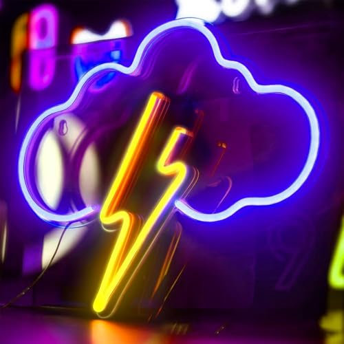 DAJASD LED Cloud Neon Sign, Blue Cloud and Pink Flash Neon Sign with Battery or USB Powered, LED Sign, LED Gaming Room Decoration for Living Room, Children's Room, Bar, Playroom, Party - Flash