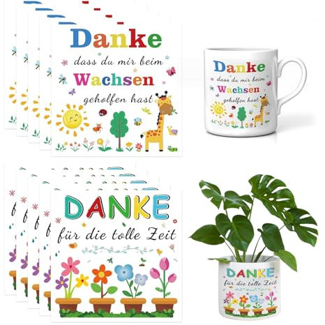 Gfamous 10 Stück Aufkleber für den Blumentopf, Danke, Dass Du Mir Beim Wachsen Geholfen Hast,Erzieherin Lehrerin Danke Sticker,Abschiedsgeschenk Erzieherin,Abschiedsgeschenk Kindergarten