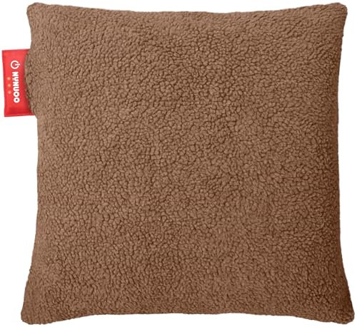 Nunuoo Lammwolle-Heizkissen – Infrarotheiztechnologie – Heizelemente – mit automatischer Abschaltung – Winterkissen – kabellos – USB wiederaufladbar – 4 bis 8 Stunden Wärme (45 * 45 Braun)