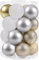 Beinhome Weihnachtskugeln 20 TLG.6cm Christbaumkugeln Weihnachtsbaumschmuck Mit Schlüsselband Bruchsicher Plastik Weihnachten Deko mit Anhänger für Party Weihnachtsdeko Weiß Silber Gold
