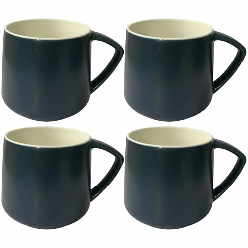 myGrtfam Ceramic Coffee Mugs Set of 4, Matte Black Stoneware Cups, 12oz Capacity, Dishwasher Safe, Microwave Safe, Oven Safe, Freezer Safe