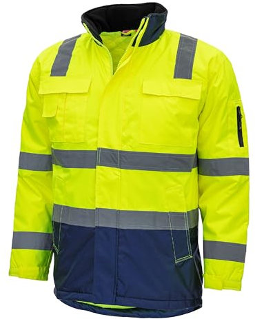 Nitras Herren Warnschutz Parka - wasser- & schmutzabweisend, mit abnehmbarer Kapuze in Warngelb Größe 3XL