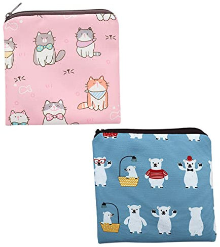 Healvian Pochette De Rangement Pour Serviettes Hygiéniques Féminines 2 Pièces Motif Dessin Animé Format Compact Idéale Pour Lécole
