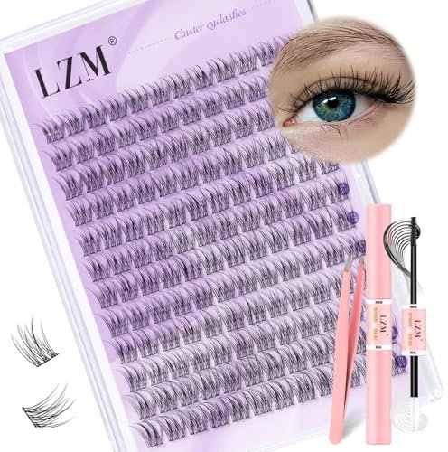 LZM Wimpern Extensions Set Cluster Lashes- C Curl Lash Extension Set Cluster Lashes Natürlich 10-13mm 144pcs Lashes Extension Set Mit Wimpernkleber Und Pinzette Natural Lash Cluster Einzelne Wimpern