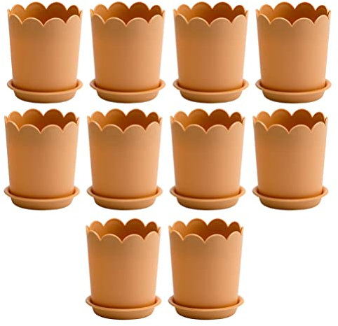 Happyyami 10ensembles Pots De Plastique avec Drainage De Plantations pour Décoration De Jardin Et Balcon Couleur Orange Petite avec Soucoupe
