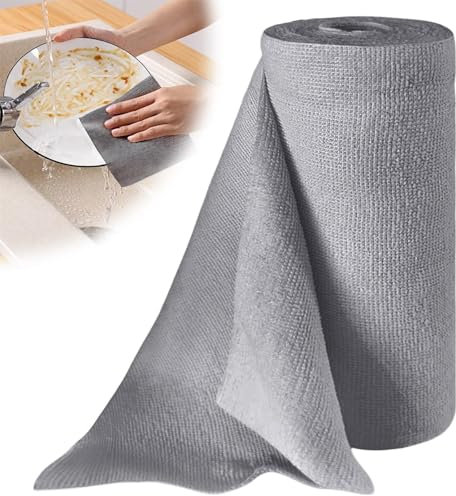 GOMETY Lot de 50 Rouleaux de Chiffons de Nettoyage en Microfibre, 30 x 30 cm, Non Pelucheux, Lavables, Pour Voiture, Cuisine et Maison