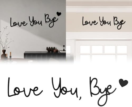 Wakasena Love You Bye Above Door Sign, Bye Love You Wooden Script Sign,Loveyoubye Sign Wall Hanging,Handcrafted Black Unique Wooden Entryway Wall Art for Hallway Decor(1set)