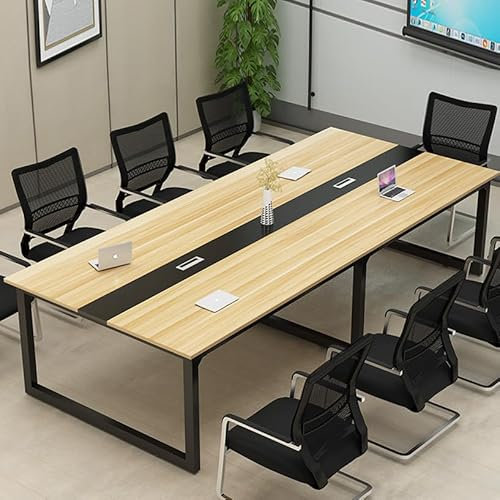 Großer Konferenzraumtisch für 10 Personen, moderner Sitzungssaal, Besprechungstisch mit starkem Metallrahmen, rechteckiger Trainingstisch für Büro-Seminare, 160 x 100 x 74 cm